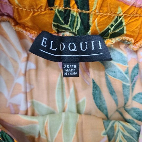 Eloquii Tiered Long Skirt Plus Size 26/28 Tropical Floral Print Orange Green - Picture 6 of 8